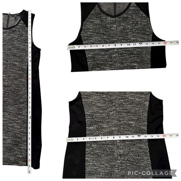Eileen Fisher Black Grey Tweed Dress Blazer Jacket Set Colorblock Medium Petite - Picture 13 of 16